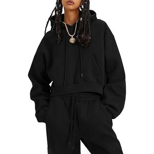 Flygo Womens Fleece 2 Piece Outfits Sweatsuit Crop Pullover Sweatshirt Joggers Pants Tracksuit Set. Size M.