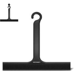 LORESJOY Shower Squeegee for Glass Doors, Squeegee for Shower Glass, 2 in 1 Shower Wiper, Bathroom Squeegee for Shower, Cleaning Tile Wall, Car, 10 Inch Black
