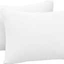 2-Pack Jersey Knit Pillow Cases Standard/Queen - Ultra Soft T-Shirt Like White Pillowcases Microfiber Blend - Envelope Closure Queen or Standard Size Set of 2, White