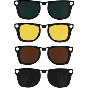 HIBLOKS 4Pcs Polarized Clip for Ray-Ban Meta Wayfarer RW4008 & Gen 2 RW4012 Large (53-22), Discoloration Clip-on for Meta Wayfarer Gen 2 Protect Your Eyes, Cool and Fashion (Black+Green+Brown+Yellow)