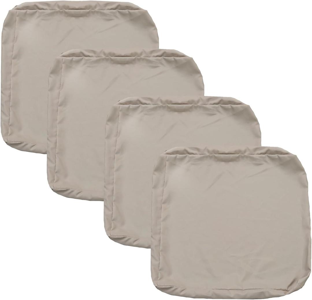 FLYMEI Patio Cushion Covers 22x22x3 Waterproof Outdoor Cushion Cover Replacement 4Packs Outdoor Seat Cushion Slipcover for Rattan Chair Sofa, Beige