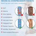MGANG Medical Compression Pantyhose for Women & Men, 15-20mmHg Graduated Compression Support Tights, Open Toe, Opaque Waist High Compression Stockings for Edema, Varicose Veins, Flight, DVT, Black M