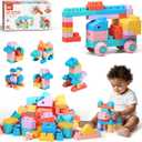 45pcs Flexible Building Blocks for Toddlers, BPA-Free Mega Blocks STEM Educational Toys for Kids Ages 18+ Months Toddler Toys, Preschool Learning Toys for Creativity and Motor Skills