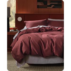 Bedsure Cotton Duvet Cover Queen - 100% Cotton Waffle Weave Maroon Red Duvet Cover Queen Size, PureWoven Breathable Bedding Set for All Season, 3 Pieces, 90"x90"