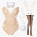 Anime Womens Bunny Girl Costume One Piece Bodysuit Halloween Cosplay Catsuit Bunny Headband Stockings Set, Size: XL