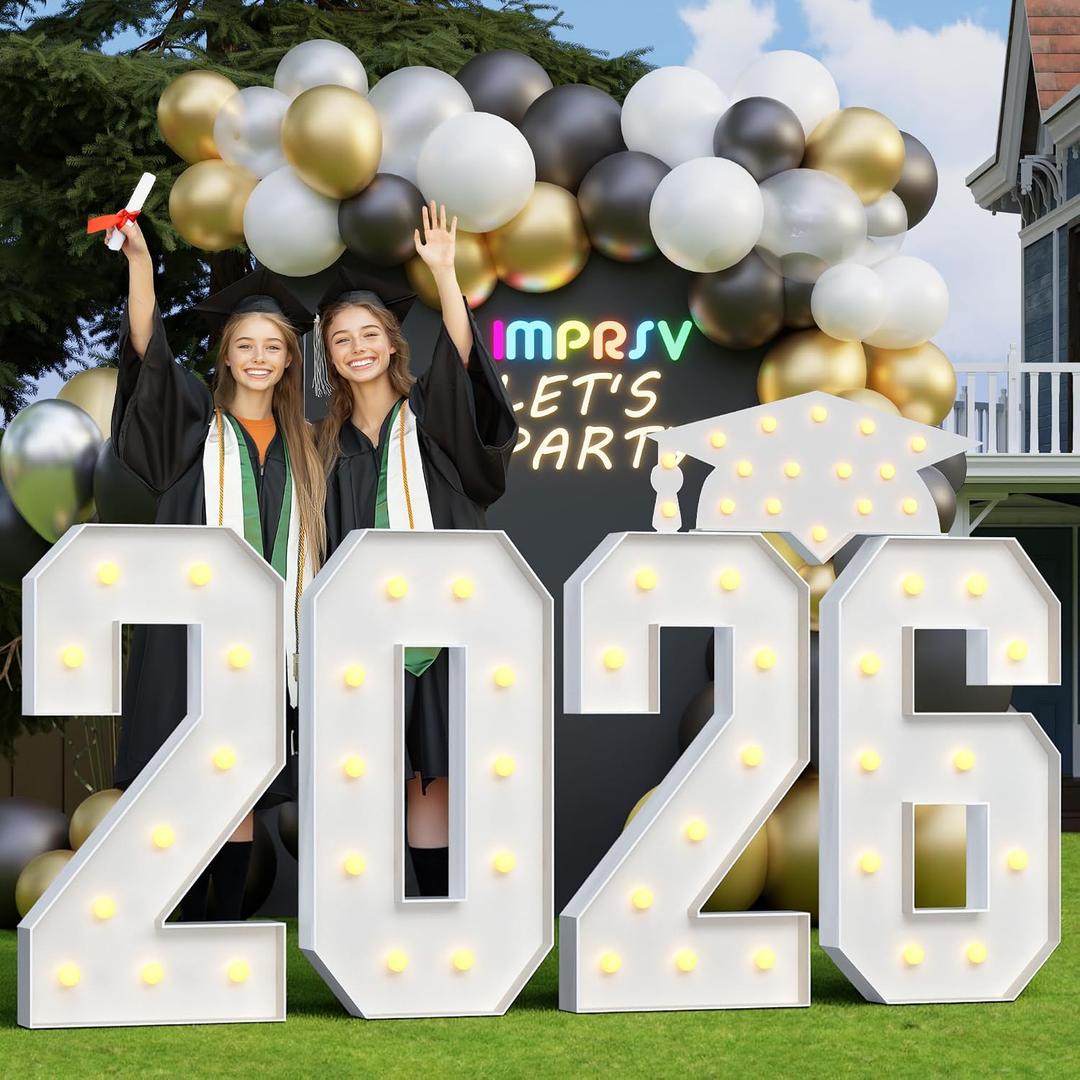 Graduation Decorations Class of 2026, 4FT Marquee Numbers 2026 for Graduation Decorations, 2026 Light Up Numbers for Graduation Party Decor