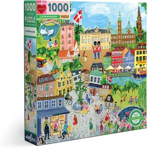 eeBoo 1000 Piece Puzzle - Copenhagen Jigsaw Puzzle for Adults, Square 23" x 23" Made with Recycled Board & Vegetable-Based Ink