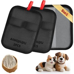 2 x 2 Pcs Pet Hair Removal Glove - Upgraded Electrostatic Pet Hair Remover Gloves for Cats & Dogs, Reusable & Washable Magic Brush Pet Hair Removal Tool (Black, L)
