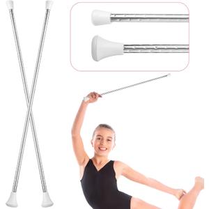 HyDren Twirling Baton Unisex Gymnastics Dance Metal Baton Marching Band Parade Stick for Talent Shows, Artistic Dancing Twirling(24 Inch,White)