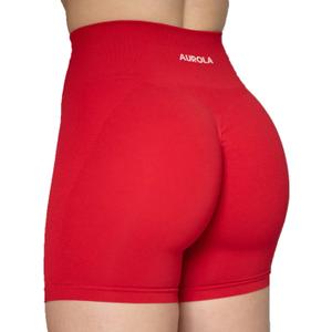 AUROLA Intensify Workout Shorts for Women Seamless Scrunch Short Gym Yoga Running Sport Active Exercise Fitness Shorts(S, Fiery Red)