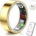 Smart Ring for Women & Men, Health Tracker Ring Supports Heart Rate, Blood Oxygen, and Charging case, IP68 Waterproof Fitness Ring for iOS and Android, No Subscription Fee (Gold, 8#)