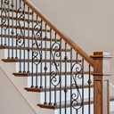 5-Pack Skinny Scroll Iron Balusters for Staircase Interior,44" Decorative Metal Balusters for Decks, S Balusters 1/2" Square Metal Balusters with Iron Baluster Swivel Shoes
