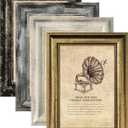8x10 Picture Frames Set of 4- Rustic Retro Photo Frame with Real Glass Wall Mount and Tabletop Display Family Friends Wedding Gift