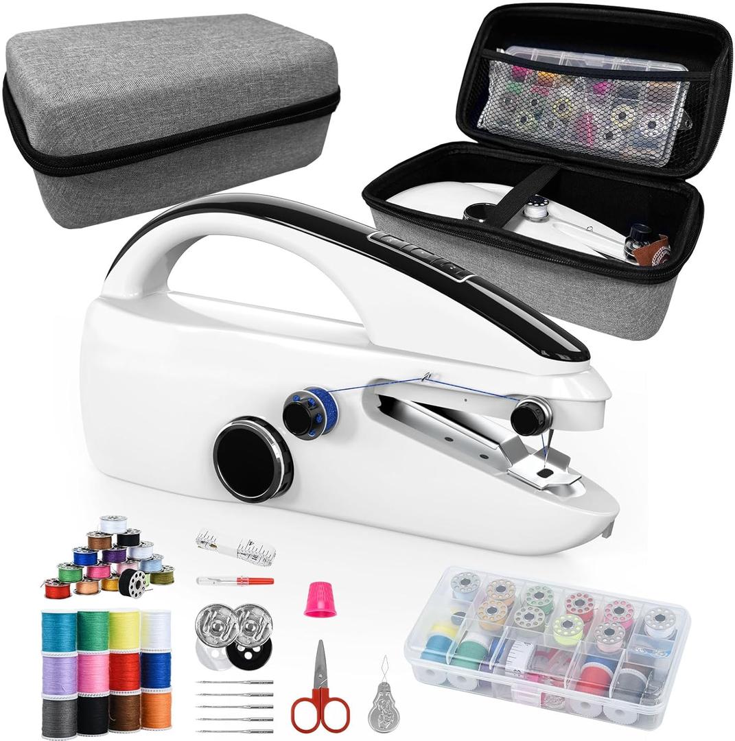 Handheld Sewing Machine,DIY Home Portable Sewing Machines Mini Hand Held Sewing Machine with 20 Thread Colors Emergency Sewing Kit (Black-03-New)