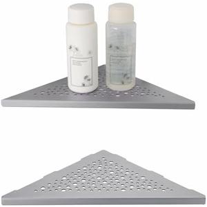 WELLUP Brushed Nickel 10’’ Corner Shower Shelf Bathroom Shower Shelves, 2 Pack Triangular 304 Stainless Steel Shower Corner Shelf for Tiled Walls, No Drilling