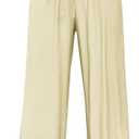 GUOLEZEEV Women Wide Leg Flowy Linen Pants Loose Drawstring Casual Pants Beach Vacation Trouser (Beige, XL)