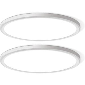 WKONCLDY Two Pack 4700lm LED Flush Mount Ceiling Light, Super Slim 16 inch 5000K LED Ceiling Light for Bedroom, Living Room, Dining Room (White), 16in-2P
