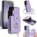 Phone Case for Samsung Galaxy S23 Plus S23+ 5G Magnetic Wallet Cover and Screen Protector Ring Kickstand Compatible with MagSafe RFID Blocking S23plus 23S + S 23 23+ SM-S916U for Women Men Purple