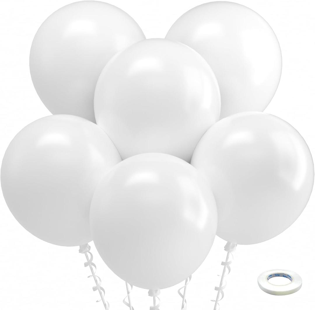 Bezente White Balloons 18 Inch - 30 Pack Large Thick White Balloons Big Round White Latex Balloons for Wedding Baby Shower Anniversary Birthday Party Decorations