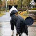 Dog Raincoat for Medium Large Dogs,rain Jacket Coat, Full Leg Coverage Waterproof Rain Suit with Detachable Hood & Tail, Reflective Strips, Snag-Free Top Zipper (Black for Boy, XXX-Large)