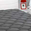 LEISURE TOWN King Mattress Pad Fitted Quilted Cotton Mattress Cover Cooling Soft Pillow Top Mattress Topper with Down Alternative Filling Mattress Protector with 8-21 Deep Pocket (78x80'', Grey)