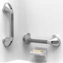 16.5inch Suction Bath Grab Bar with Indicators, Balance Assist Bathroom Shower Handle, Silver/GreyPack of 2