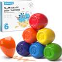 JUPITEARTH 6 Colors Egg Crayons for kids, Palm-Grasp Non Toxic Jumbo Washable Crayons for Kids, Fat Brain Toys for Art Supplies and Perfect Gifts for Boys and Girls