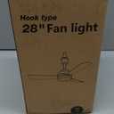 Ceiling Fans with Lights,28" LED Fan Light Hanging with Hook, Hook Type Ceiling Fan, Plug in Ceiling Fan Light,35W,3000-6500k,Remote Control, Portable Fan for Camping Bed, Patios (Black)
