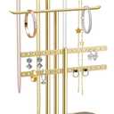 pickpiff Jewelry Stand Holder Organizer: 14.5" Sturdy Hanger for 80 Pcs Jewelry, Gift for Women, Gold Jewlery Tower for Necklace, Earring, Bracelet
