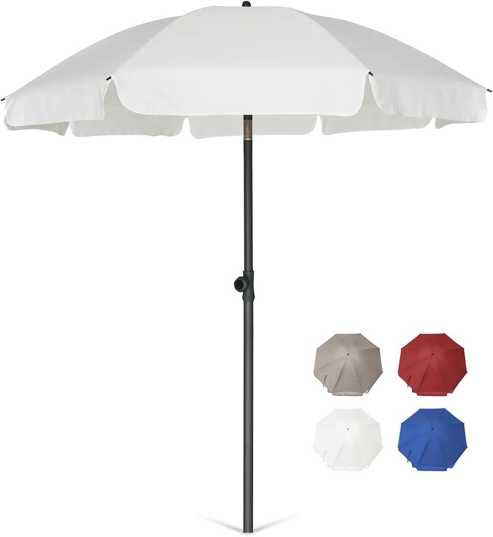 AMMSUN Patio Umbrella, 6.5 ft Outdoor Table Umbrella with Tilt Steel Pole, UPF50+ Protection, Great for Outdoor Garden Backyard, Elegant White