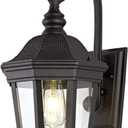Exterior Light Fixtures, Outdoor Wall Light/Lantern, Large Outdoor Porch Light Fixtures Wall Mount in Matte Black Finish with Clear Glass, Aluminum Alloy, 60W