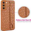 OOK Compatible with Samsung Galaxy S22 Plus Case with Wrist Strap, Leopard Silicone Shockproof Protective Slim Anti-Scratch Cheetah Cover for Women Girls, Brown