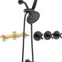PROOX 3 Handle Tub Shower Faucet Set, Dual shower head Combo with Tub and Shower Trim Kit with Rough-in Valve, Matte Black Bathtub Shower Faucets, Wall Mounted Bathroom Rain Shower System