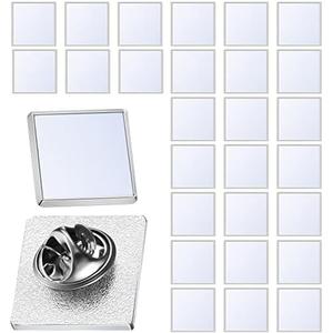 27 Pcs Sublimation Button Blank Pins, 0.75 Inch Square Sublimation Blanks Lapel Pins Heat Transfer Aluminum Badge for DIY Craft Jewelry Making Supplies Birthday Wedding Gifts