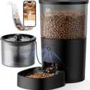 IMIPAW Automatic Cat Feeder with Camera and Water Fountain, HD AI Pet Recognition, APP Remote Control, Timed Food Dispenser, Two-Way Audio, Night Vision Function, 3L Fountains for Drinking with Filter (Black)