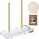 Tabletop Acrylic Display Stand Clear Easel Acrylic Book Display Holder Artwork Storage Rack for Picture Plate Frame Albums Record Magazine Tablet Canvas Board(Gold,7.8 x 3.5 x 7.8 Inch)