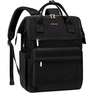 LOVEVOOK Laptop Backpack for Women, 18 Inch Work Teacher Nurse Bag, Large Capacity Business Computer Backpack Purse with USB Port, Stylish Casual Daypack for Travel, Black