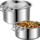 Stainless Steel Dog Bowls, ShineMe 40oz & 60oz No Spill Dog Crate Water and Food Bowls with Hanging Hook for Kennel, Cage and More, 7.0 x 3.7 & 6.2 x 2.5 Feeder Dish for Large and Medium Dogs (Silver)