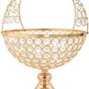 kehail Crystal Candy Bowl Holder, Decorative Fruit Bowl Stand, Flower Basket Ornament, Home Decor, for Displaying Fruits or Artificial Flowers, Table Centerpiece (Gold, L)