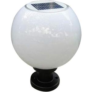 OSALADI 200MM Led Solar Post Light Outdoor Round Ball Landscape Light for Exterior House Garden Yard Patio Fence Deck, White, Random Base