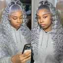 Giginger Sliver Grey Bundles Human Hair 300g 12 14 16 inch Deep Wave Human Hair Bundles Soft Sewn In 12A Unprocessed 100% Quick Weave for Black Women