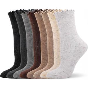 Womens Ruffle Cotton Sock Cute Frilly Crew Sock with Colorful Dot | Breathable Cotton Ankle Socks for Women Girls, Cozy Novelty Casual Sock Great Casual Fit Ready to Be Gifted