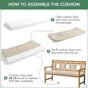 Summsun Outdoor Bench Cushion: Waterproof and Fade Resistant Patio Furniture Cushions - Non-Slip Bench Pad Cushion with Removable Cover for Garden Swing Porch Sofa Settee, 48 x 18 x 3 Inch, Beige