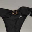 QJQ Women's Bandeau Swimsuits Strapless Tie Back Bikini Sets High Cut Cheeky 2 Piece Bathing Suit Swimwear (Black)