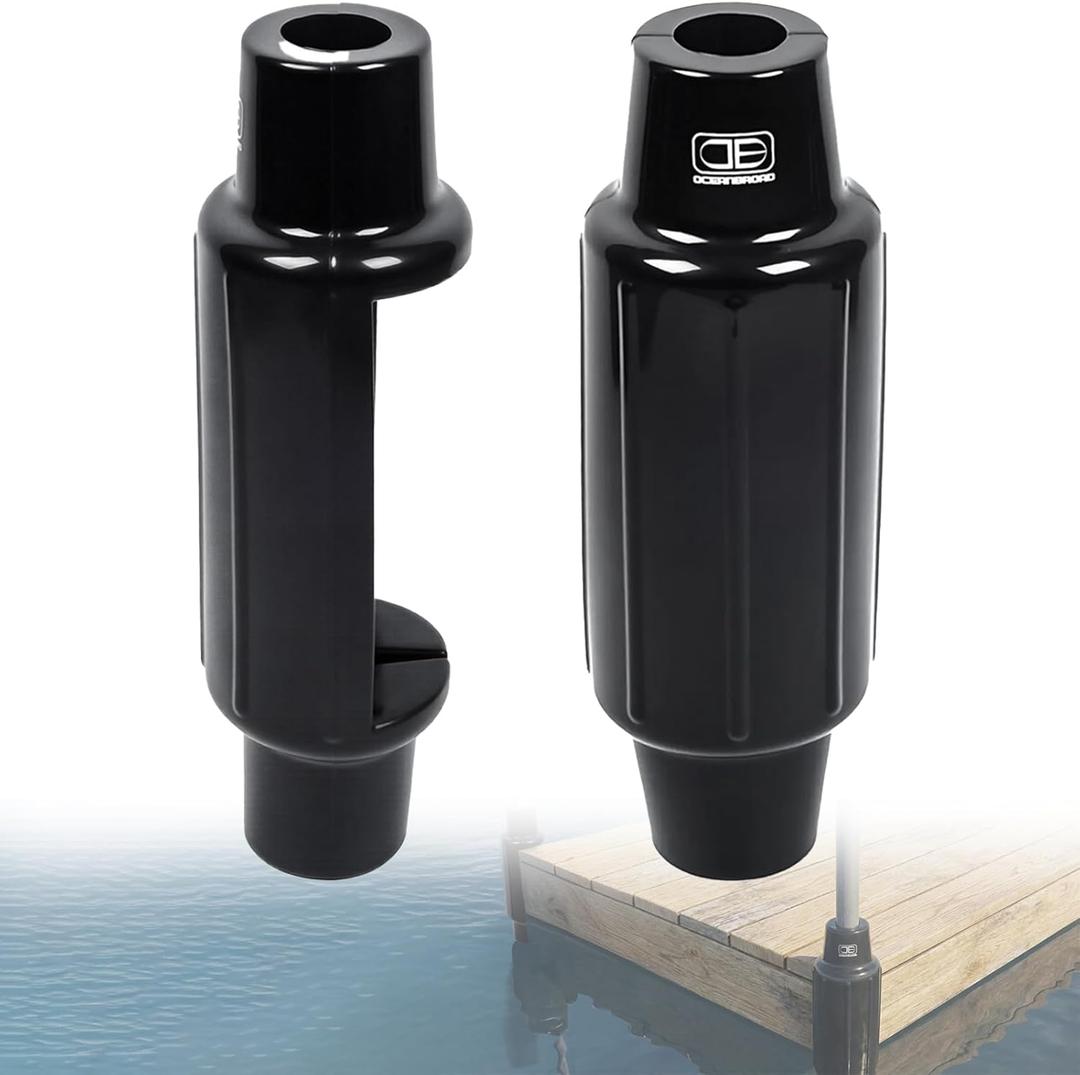 OCEANBROAD Slide-On Post Dock Fender Bumpers 2 Pack, Slip-Over Dock Pipe & Pole Guards, 18" x 5.5" Inflatable Marine PVC Bumpers, Vertical Protection for Boat Dock Legs, Mounting Brackets & Piling