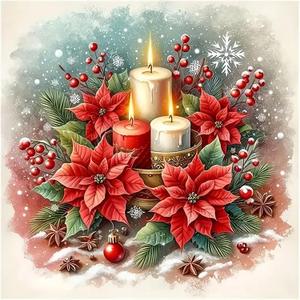 2 x Lophomie Christmas Diamond Art, Christmas Candles Diamond Art Kits for Adults, 5D Diamond Painting Kits Beginners, DIY Round Full Drill Paint with Diamonds Crafts for Home Wall Decor Gifts 14x14 in (13.8x13.8in (35x35cm))
