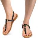 Eozlink Flat Sandals for Women 2025 T-Strap Bohemian Sandals Dressy Casual Summer Beach Sandals Open Toe Comfort Walking Shoes 6