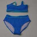 BMJL Women's High Waisted Bikini Sets Sporty Two Piece Swimsuits Color Block Cheeky High Cut Bathing Suits (Large, Blue011)