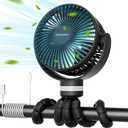 Momcozy Portable Stroller Fan, 8000mAh, 27H Ultralong Battery Life, Detachable 4 Speed 360°Rotate, LED Night Light with 2 Modes, USB Rechargeable Handheld Cooling Fan for Travel, Car Seat, Bedroom