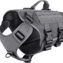 ICEFANG GN3 Tactical Dog Harness with 6X Buckle, Dog Molle Vest with Handle,3/4 Body Coverage, Hook and Loop Panel for ID Patch, No Pulling Front Clip (L (28"-35" Girth), Wolf Gray) (Large (Pack of 1))